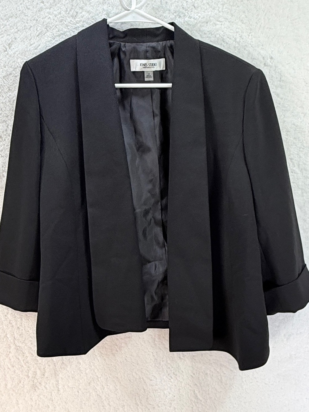 Jones Studio Separates Women’s Black Open Front Career Blazer Size 12 3/4 Sleeve